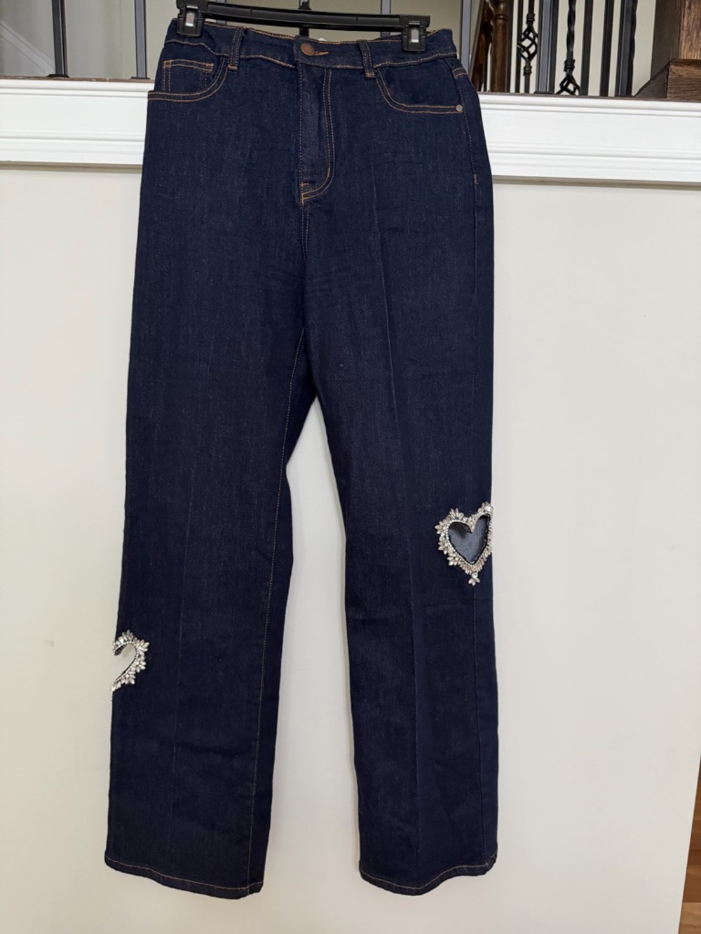 Lizette Collection Dark Blue Women's Embellished Straight-Leg Jeans